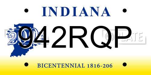 942RQP Indiana License Plate