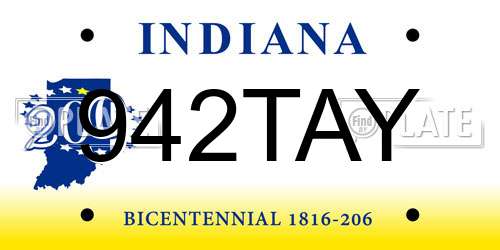 942TAY Indiana License Plate