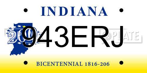 943ERJ Indiana License Plate
