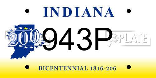 943P Indiana License Plate