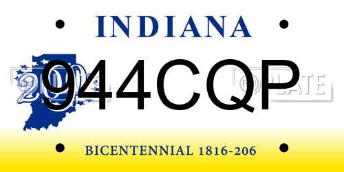 944CQP Indiana License Plate