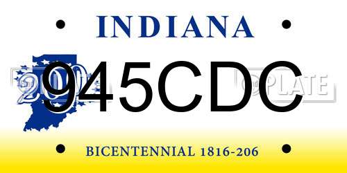 945CDC Indiana License Plate