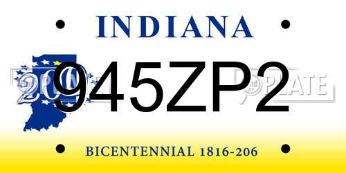 945ZP2 Indiana License Plate