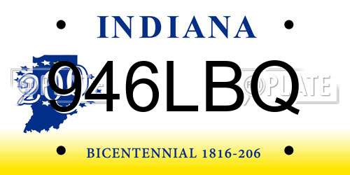 946LBQ Indiana License Plate
