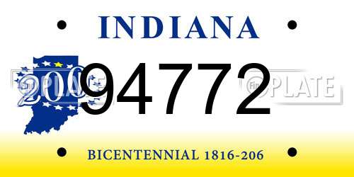 94772 Indiana License Plate