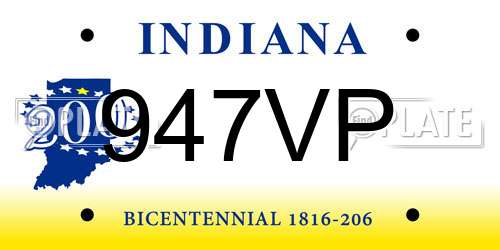 947VP Indiana License Plate