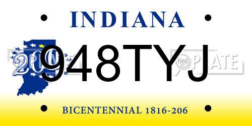 948TYJ Indiana License Plate