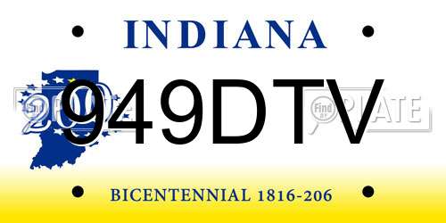 949DTV Indiana License Plate