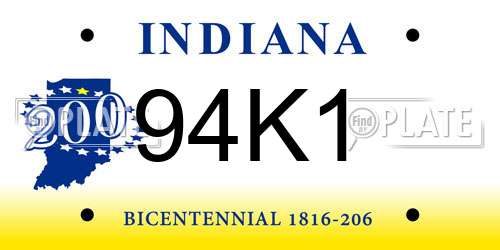 94K1 Indiana License Plate