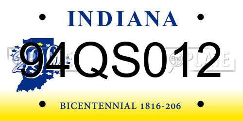 94QS012 Indiana License Plate