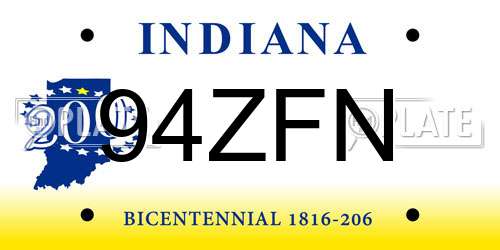 94ZFN Indiana License Plate