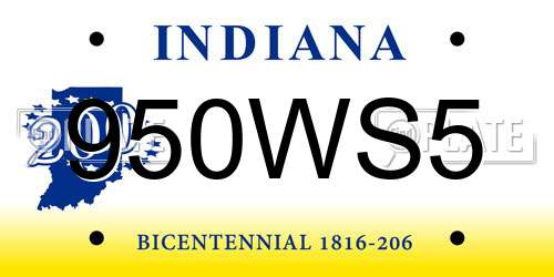 950WS5 Indiana License Plate