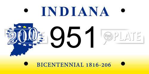 951 Indiana License Plate