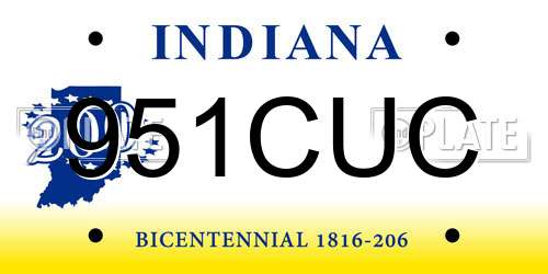 951CUC Indiana License Plate