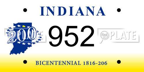 952 Indiana License Plate