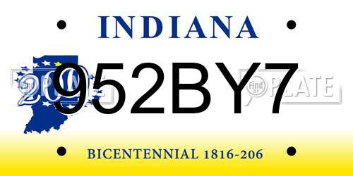 952BY7 Indiana License Plate