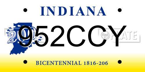 952CCY Indiana License Plate
