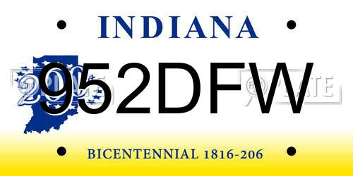 952DFW Indiana License Plate