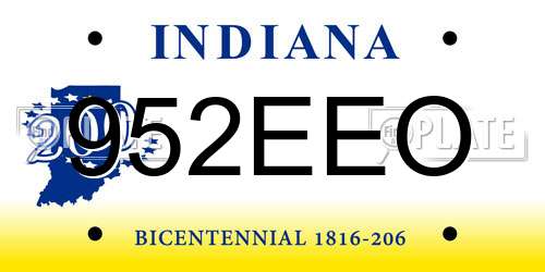 952EEO Indiana License Plate