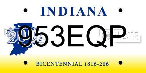 953EQP Indiana License Plate