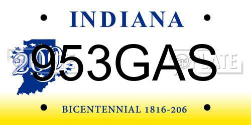 953GAS Indiana License Plate