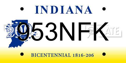 953NFK Indiana License Plate