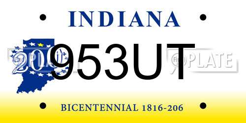 953UT Indiana License Plate