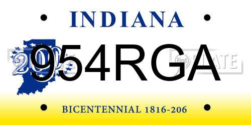 954RGA Indiana License Plate