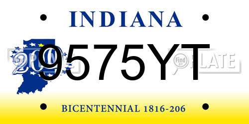 9575YT Indiana License Plate