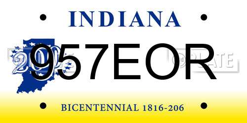 957EOR Indiana License Plate