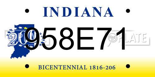 958E71 Indiana License Plate