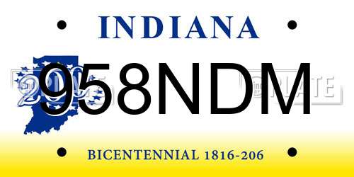 958NDM Indiana License Plate
