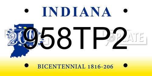 958TP2 Indiana License Plate