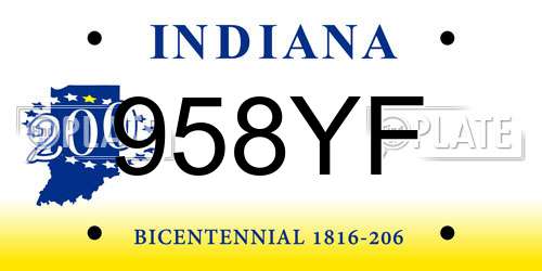 958YF Indiana License Plate