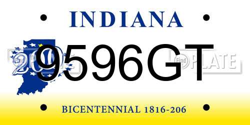 9596GT Indiana License Plate