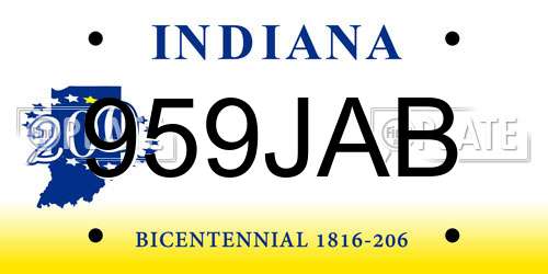 959JAB Indiana License Plate