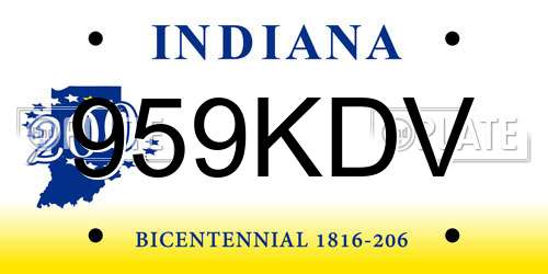 959KDV Indiana License Plate