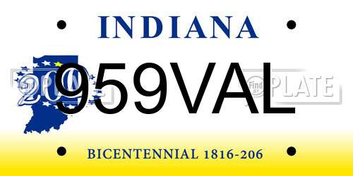 959VAL Indiana License Plate