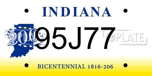 95J77 Indiana License Plate
