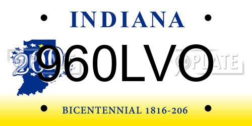960LVO Indiana License Plate