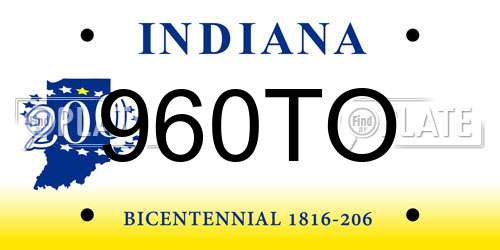 960TO Indiana License Plate