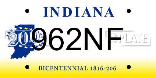 962NF Indiana License Plate