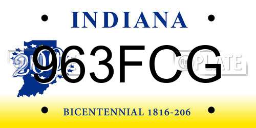 963FCG Indiana License Plate