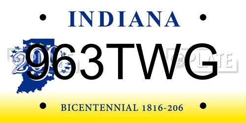963TWG Indiana License Plate