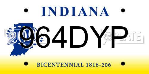 964DYP Indiana License Plate