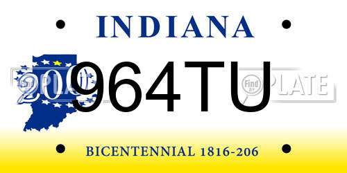 964TU Indiana License Plate