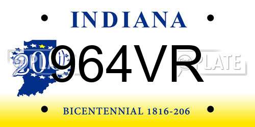 964VR Indiana License Plate