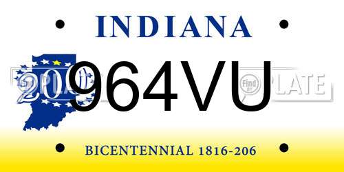 964VU Indiana License Plate