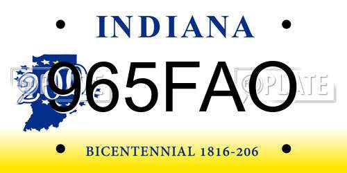 965FAO Indiana License Plate