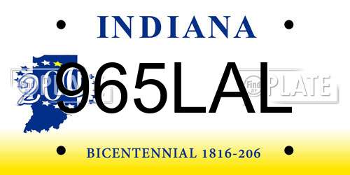 965LAL Indiana License Plate
